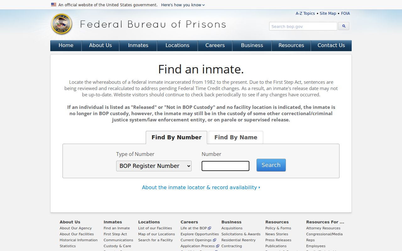 Federal inmate locator for a Halifax County custody search