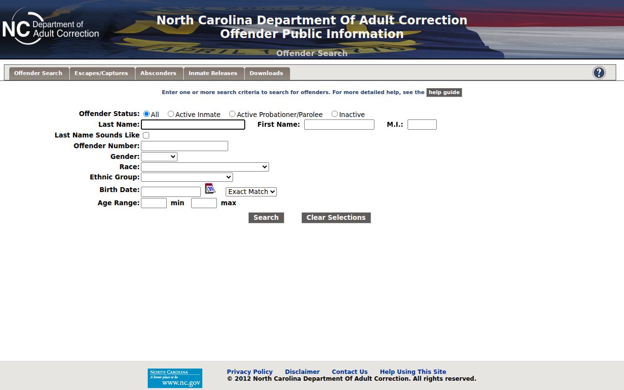 NCDAC offender search after a Halifax County arrest