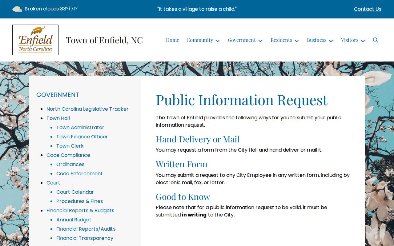 Enfield criminal records public information request page