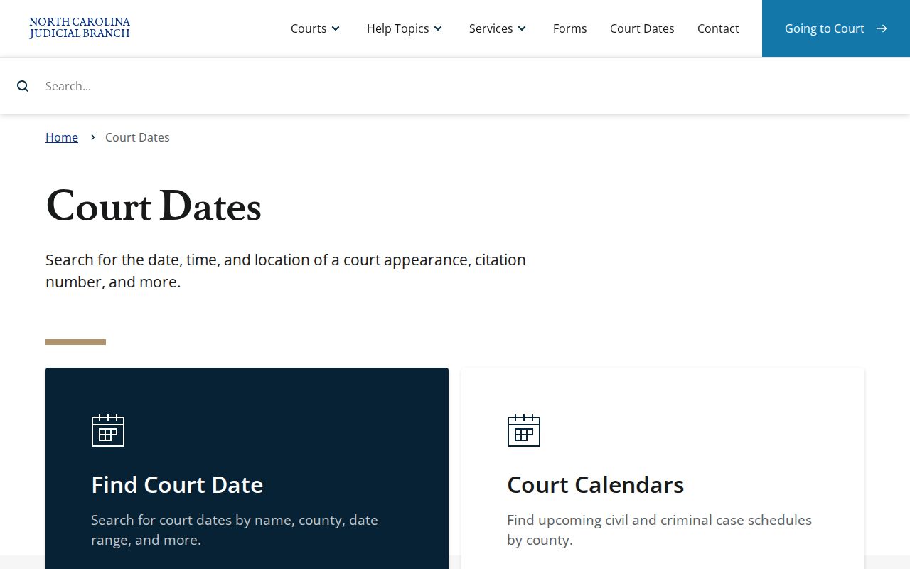 Halifax County criminal court case date search interface