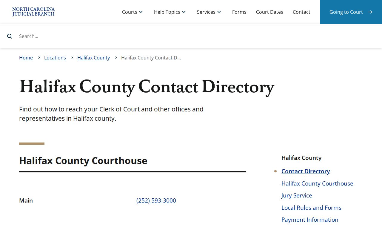 Halifax County warrant and criminal court records contact directory